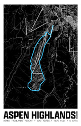 Aspen Highlands Resort Map Poster – Colorado