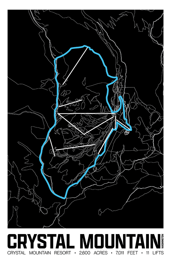 Crystal Mountain Resort Map Poster – Washington