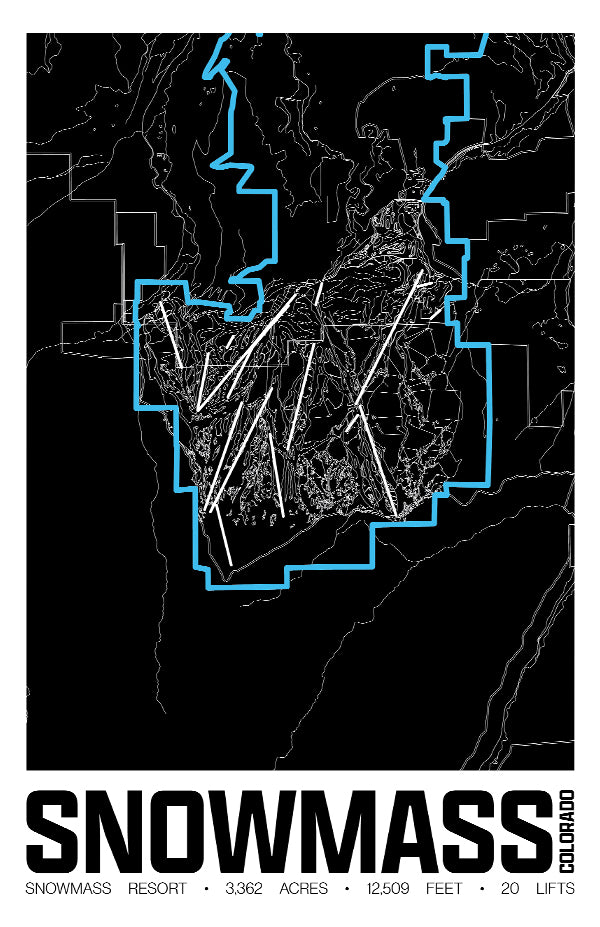 Snowmass Resort Map Poster – Colorado
