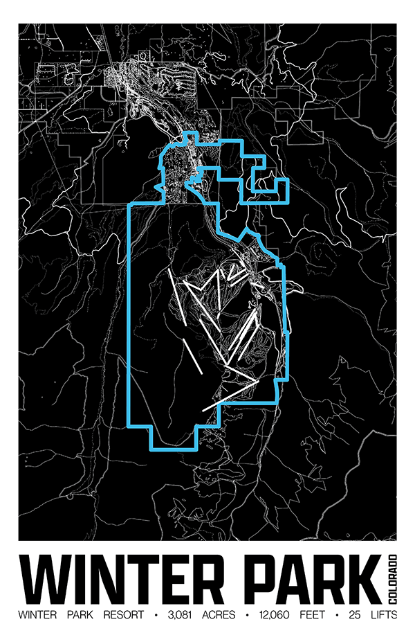 Winter Park Resort Map Poster – Colorado